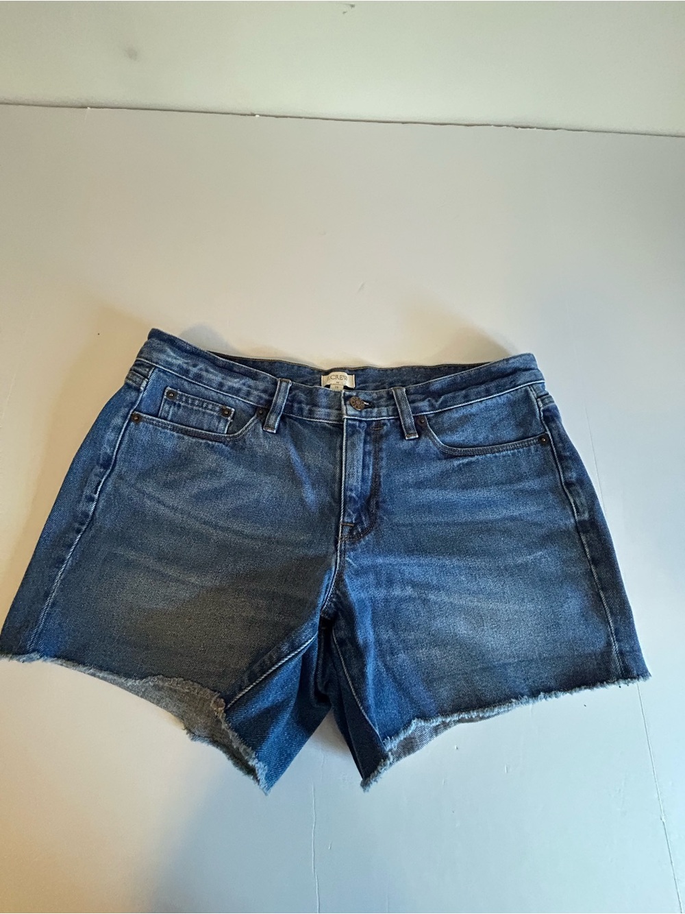J. Crew Raw-Hem Denim Shorts in Dark Blue
